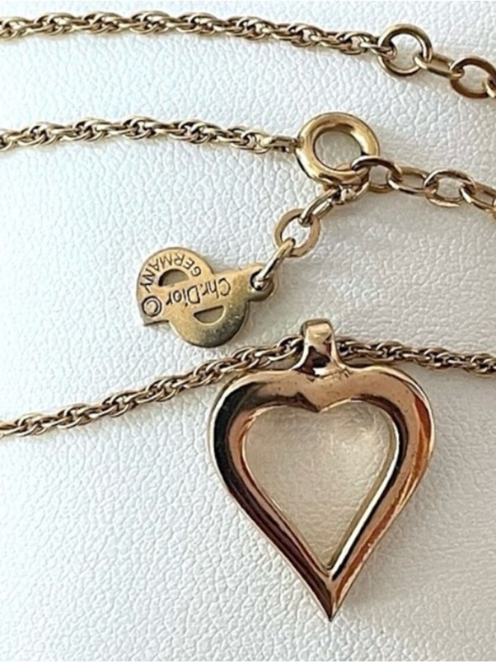 Vintage Authentic Christian
Dior Open Heart Gold CD Logo Necklace